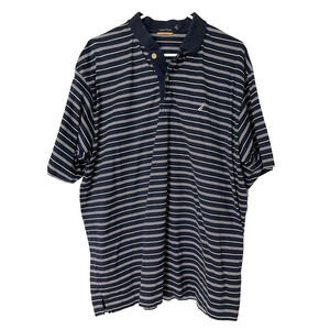 Nautica Men’s 100% Cotton Polo, Navy/White Stripe, XL